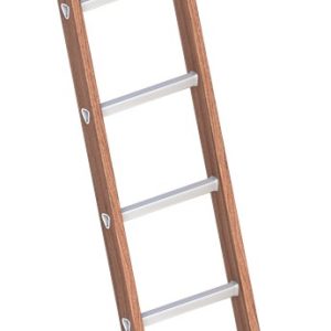 Enkele Bouwladder 2,40m Hout met 8 Aluminium Sporten